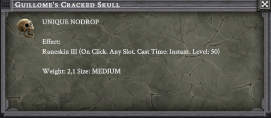 GUILLOME'S CRACKED SKULL item card